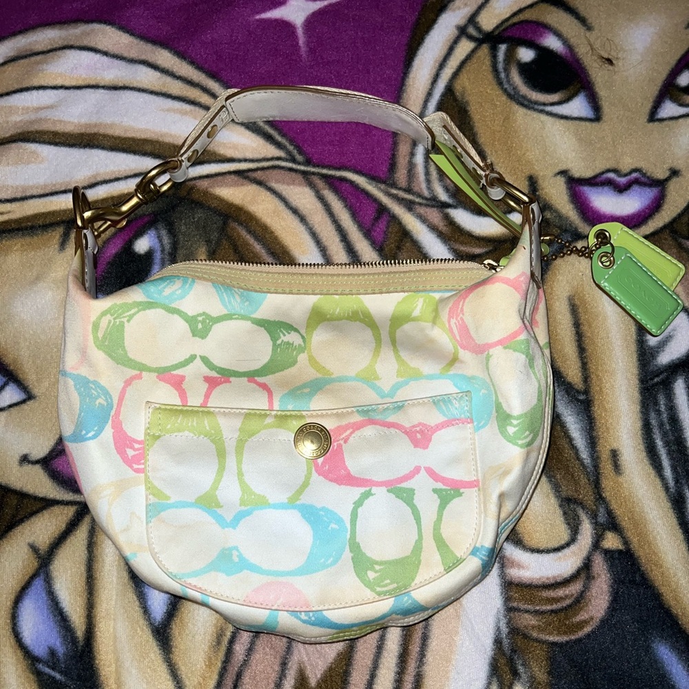 Coach Hampton Scribble C Signature Pastel Hobo Bag M05J-132